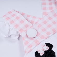 Pink character hand smocked gingham ruffle bubble - ARIA KIDS