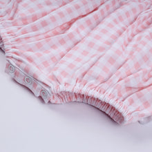 Pink character hand smocked gingham ruffle bubble - ARIA KIDS