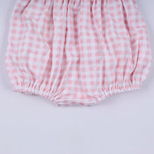 Pink character hand smocked gingham ruffle bubble - ARIA KIDS
