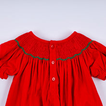 Red christmas tree hand smocked romper - ARIA KIDS