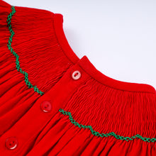 Red christmas tree hand smocked romper - ARIA KIDS