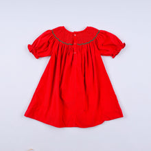 Red christmas tree hand smocked dress - ARIA KIDS