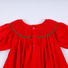 Red christmas tree hand smocked dress - ARIA KIDS