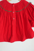Red christmas tree hand smocked bloomer set - ARIA KIDS