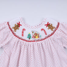 Red gingerbread hand smocked ruffle pants set - ARIA KIDS