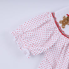 Red gingerbread hand smocked ruffle pants set - ARIA KIDS