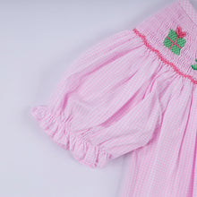 Pink christmas tree hand smocked ruffle romper - ARIA KIDS