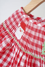 Red christmas santa tree reindeer hand smocked gingham dress - ARIA KIDS