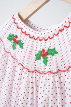 Pink christmas bishop hand smocked dot dress - ARIA KIDS