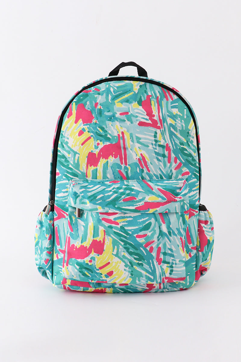 Green lily print backpack bag - ARIA KIDS