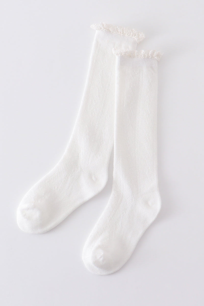 Ivory Knit lace knee high socks