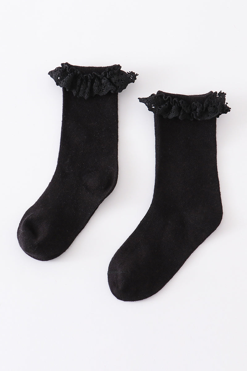 Black Knit lace girls socks - ARIA KIDS