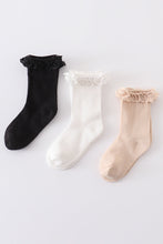 Black Knit lace girls socks - ARIA KIDS