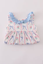 Blue floral bow ruffle shorts set - ARIA KIDS
