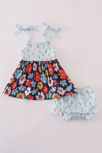 Blue floral bloomer set - ARIA KIDS
