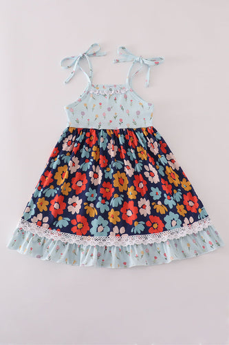 Blue floral ruffle dress - ARIA KIDS
