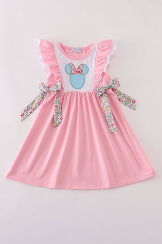 Pink floral character applique ruffle dress - ARIA KIDS