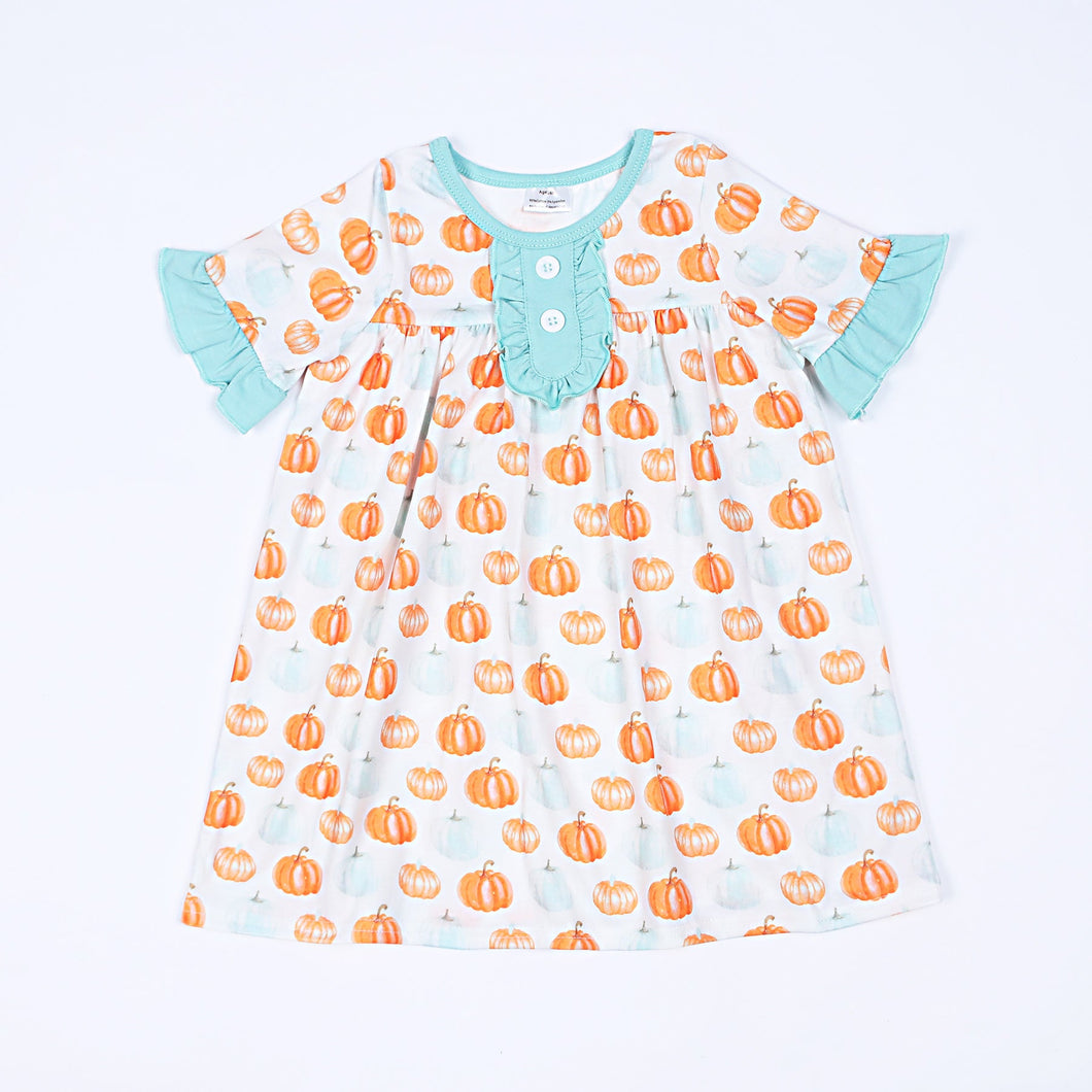 Pumpkin print girl dress - ARIA KIDS