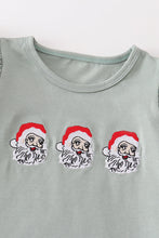 Green santa claus embroidery ruffle girl set