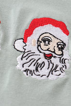 Green santa claus embroidery ruffle girl set