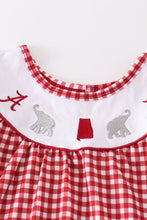 Red plaid print Alaba elephant embroidered girl set - ARIA KIDS