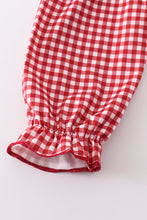 Red plaid print Alaba elephant embroidered girl set - ARIA KIDS