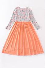 Coral floral print women's dress - ARIA KIDS
