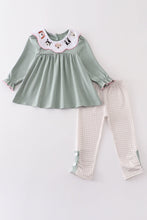 Green puppy embroidery girl set - ARIA KIDS