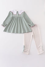 Green puppy embroidery girl set - ARIA KIDS