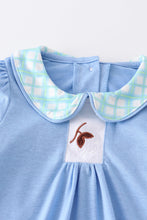 Blue cotton embroidery plaid girl set - ARIA KIDS