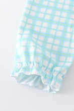 Blue cotton embroidery plaid girl set - ARIA KIDS
