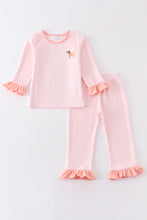Pink stripe dog embroidery stripe girl set - ARIA KIDS