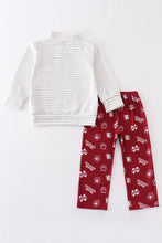 Maroon Mississippi embroidery boy set - ARIA KIDS