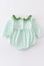 Green plaid leaf embroidery girl bubble - ARIA KIDS