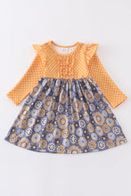 Mustard floral print ruffle dress - ARIA KIDS