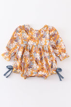 Mustard floral print girl bubble - ARIA KIDS