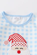 Blue plaid santa claus applique girl set - ARIA KIDS