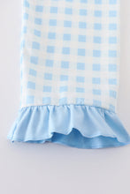 Blue plaid santa claus applique girl set - ARIA KIDS