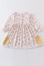 Mustard floral print girl dress - ARIA KIDS