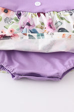 Purple floral print ruffle girl bubble - ARIA KIDS