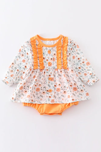 Coral floral print girl bubble - ARIA KIDS