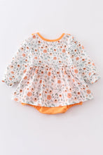 Coral floral print girl bubble