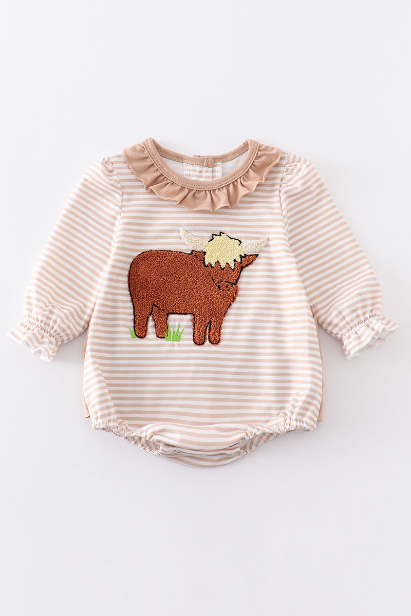 Brown high land cow french knot girl bubble - ARIA KIDS