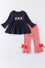 Navy baseball embroidery girl set - ARIA KIDS