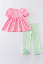 Pink train clover embroidery girl set