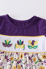 Mardi Gras embroidery girl dress