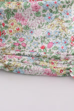 Floral print bunny embroidery smocked girl bubble