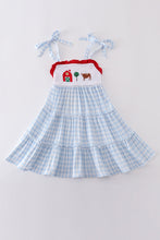 Blue farm embroidery tiered dress - ARIA KIDS