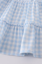 Blue farm embroidery tiered dress - ARIA KIDS