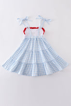 Blue farm embroidery tiered dress - ARIA KIDS